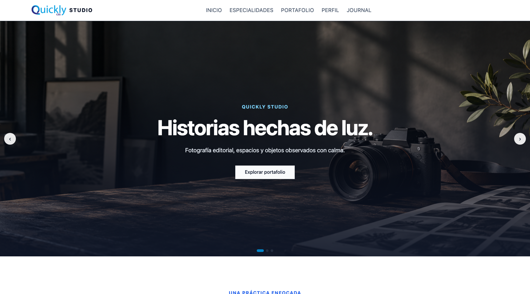 Vista del portafolio fotográfico construido con QuicklyCSS V2