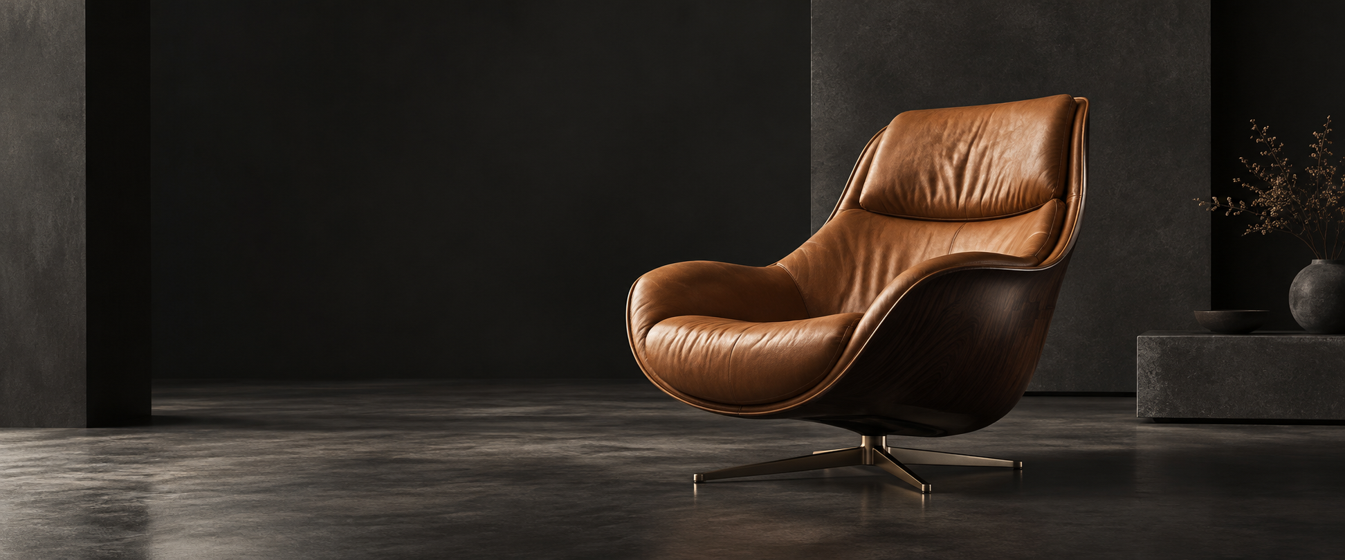 Sillón de cuero coñac